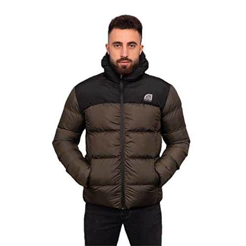 Just Emporio Męska kurtka z kapturem dla dorosłych, czarna/khaki, Czarny/Khaki, L