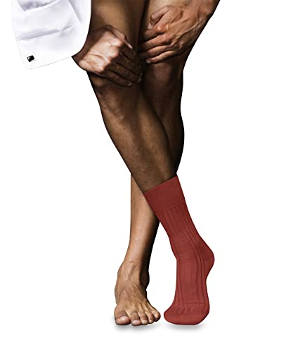 FALKE No.13 eleganckie skarpety luksusowe Line męskie bawełna Piuma Czarny Szary Plus Cienkie kolory na lato prążkowane bez wzoru bez gumki 1 para, czerwony (pomarańczowy 8655), 39/40 EU