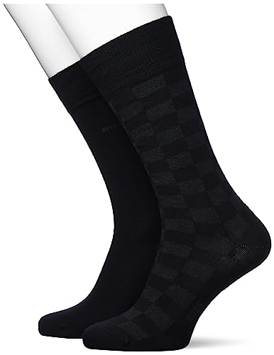 BOSS Męskie skarpety 2P RS Check CC Regular Socks, czarne, 39-42, czarny, 42 EU