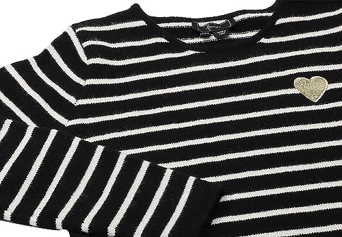 faina Damski sweter z dzianiny w paski z ukośnym guzikiem na ramieniu CZARNY rozmiar XS/S, czarny, XL