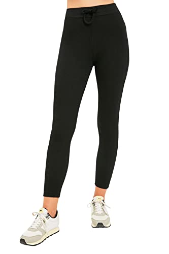 Trendyol Legginsy sportowe - fioletowe - gładkie, Czarny, S