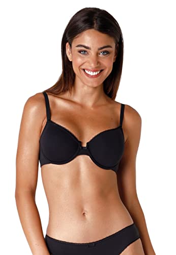 Lovable Damski biustonosz z fiszbinami z certyfikatem My Bio Comfort z organicznej bawełny, czarny, 34D, Czarny, 75