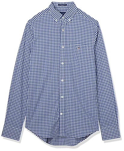 GANT Męska koszula REG Broadcloth Gingham BD z kołnierzykiem Button-Down, niebieska (College Blue)