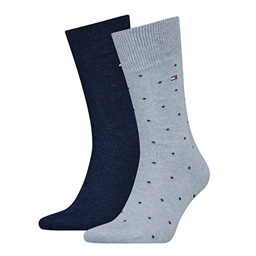 Tommy Hilfiger Męskie skarpety TH Men 2P DOT CLSSC, jasnoniebieskie melanż, 43/46, jasnoniebieski (light blue melange), 43-46 EU