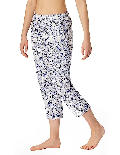 Schiesser Damskie spodnie do spania 3/4 długie krótkie mieszanka modalu + relaks, szare kwiaty, 34, Grau Floral, 34