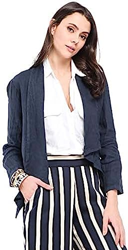 Bonateks, Lejąca długa sukienka z kwiatowym nadrukiem i okrągłym kołnierzem, 100% len, rozmiar DE:36 rozmiar US: S, szara - wyprodukowano we Włoszech, szary, 36