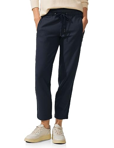 Street One Damskie spodnie do biegania z galonowymi paskami, Deep Blue, 44W / 28L