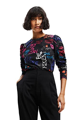 Desigual Damska bluza z długim rękawem, czarny, S