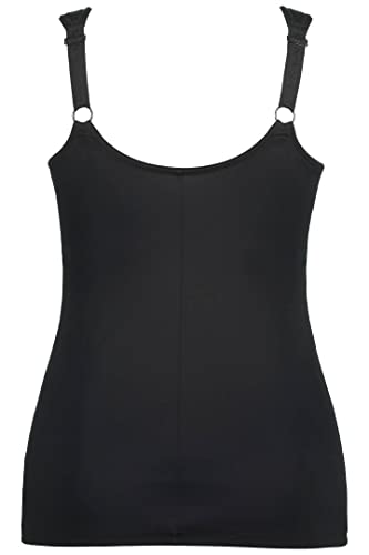 Ulla Popken Damski top modelujący sylwetkę, t-shirt żakardowy, czarny, 90, czarny