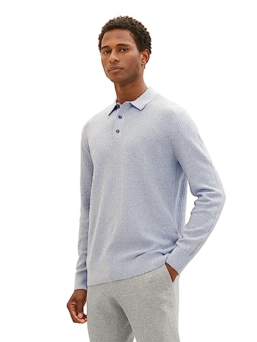 TOM TAILOR Męska koszulka polo z dzianiny z bawełny, 12035-Grey Heather Melange, L