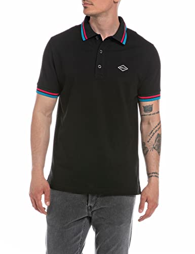 Replay M6514 męska koszula polo 098 czarna, XXL, 098 BLACK, XXL