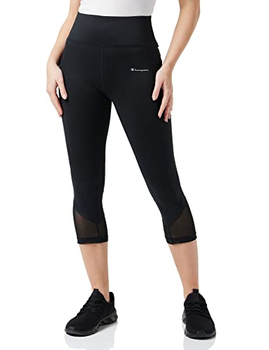 Champion Damskie sportowe C-tech szybkoschnące legginsy capri z wysokim stanem, czarne, L