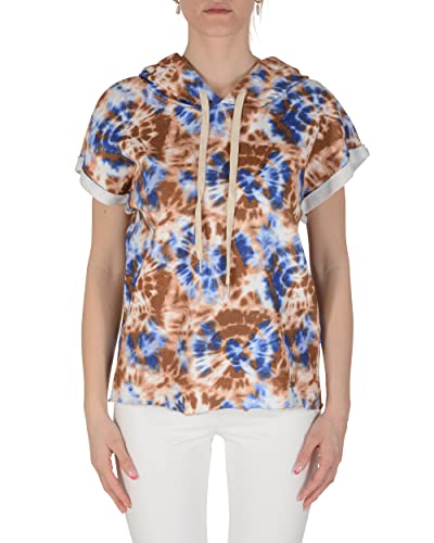 19V69 ITALIA Damska bluza z kapturem Galaxy Blue Multi T-Shirt, niebieska, S (2 sztuki), niebieski, S