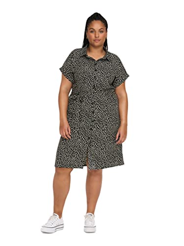 ONLY Damska sukienka Cardiega Blk Shirt Dress Wvn Noos, Czarny/Aop: cloud Dancer Graphic, 50
