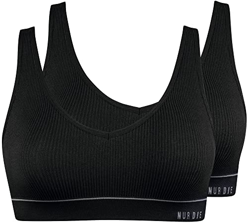 Retro biustonosz 2-pak sportowy bez fiszbin wyściełany Bratlette damski, czarny