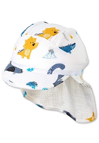 Sterntaler Unisex dziecięca czapka z daszkiem, ochrona karku, dinozaury, czapka dziecięca, écru, 47