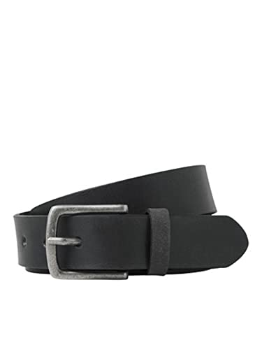 Jack & Jones Męski pasek ze skóry jackiej, Czarny, 105