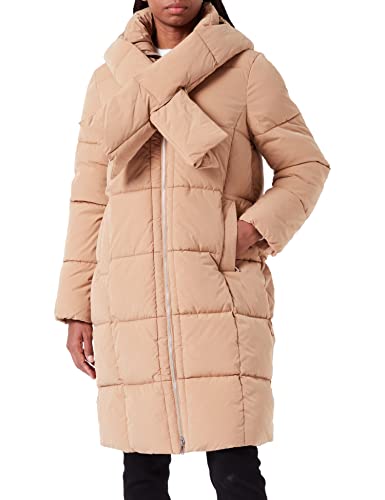 TOM TAILOR Damski Płaszcz buforowy z detalami szalika 1032497, 27841 - Soft Light Camel, M