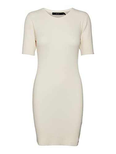 VERO MODA Damska sukienka VMGOLD Rib SS O-Neck Short Dress Kleid, Birch, XL, brzoza, XL