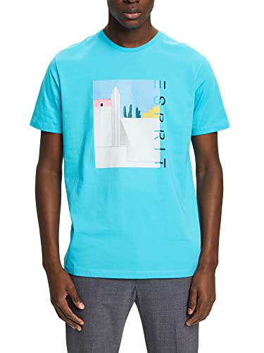 ESPRIT Męski t-shirt 023EE2K315, 380/AQUA Green, L, 380 / Aqua Green, L