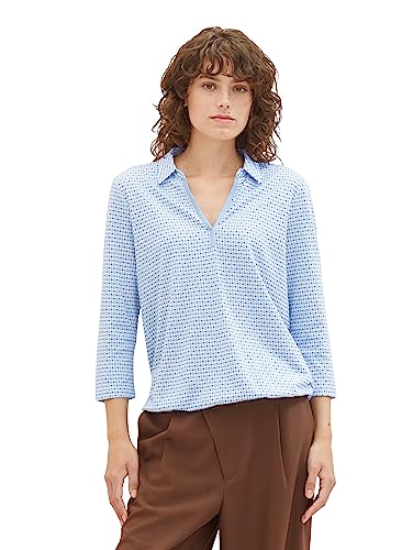 Damska koszulka polo TOM TAILOR ze wzorem, 33768-niebieski geometryczny wzór, XL