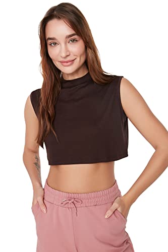 TRENDYOL Bluzka damska dziergana, Dark Brown, S