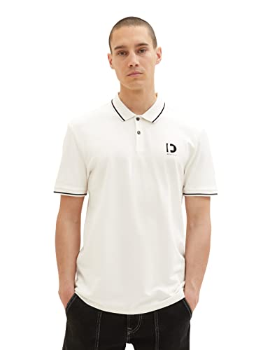 TOM TAILOR Denim Męska koszulka polo, 1036408, 12906-Wool White, XS, 12906 - Wool White, XS