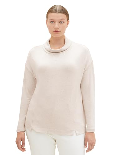 TOM TAILOR Damska koszulka z długim rękawem Plussize, 33962 - Doeskin Melange, 48