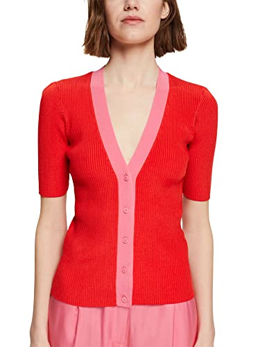 ESPRIT Sweter kardigan damski, 631/czerwony 2, L