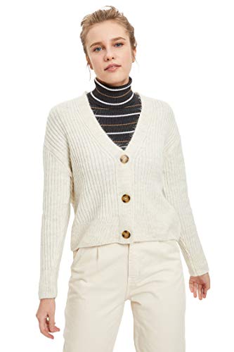 DeFacto Kardigan normalny krój dla kobiet kardigan na topy damski (beżowy melanż, S), Be?owy Melan?, S