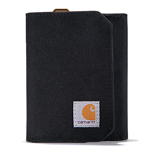 Carhartt M?skie Trifold, wytrzyma?e portfele dla m??czyzn, dost?pne w stylu skóry i p?ótna, kaczka nylonowa (czarna), jeden rozmiar
