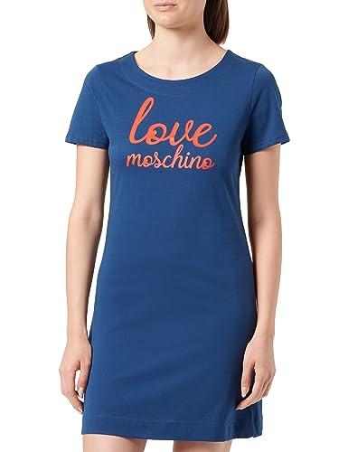 Love Moschino Damska sukienka z krótkim rękawem, niebieska, rozmiar 42 (DE), niebieski, 42