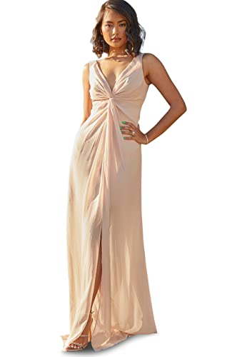 Chi Chi London Damska sukienka maxi z węzłem w szampańskim koktajlu, 10, Szampański, 36