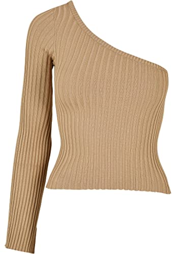 Urban Classics Ladies Short Rib Knit One Sleeve Sweater Bluza damska, Beżowy (Unionbeige), XL