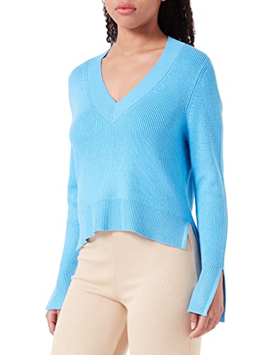 s.Oliver Bernd Freier GmbH & Co. KG Damski sweter z dekoltem w serek z długim rękawem, niebieski, 36, niebieski, 36