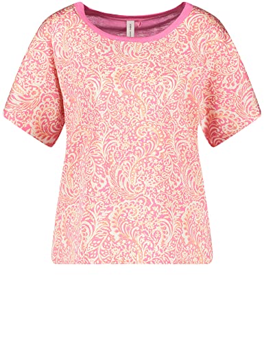 Gerry Weber Damska koszulka z krótkim rękawem z rozcięciami po bokach na pół rękawa, koszulka z krótkim rękawem 1/2, liliowy/różowy/czerwony/pomarańczowy nadruk, 40