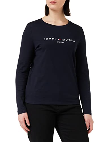 Tommy Hilfiger Damskie regularne Hilfiger C-NK TEE LS inne dzianinowe topy, pustynne niebo, XXS