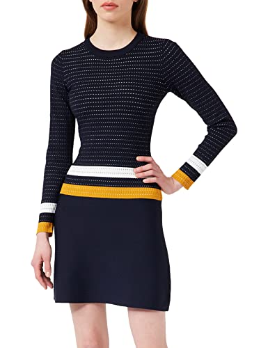 Morgan Sukienka dzianinowa z paskami 182-roxfa.n Damska sukienka na co dzień, Granatowy/płowy, XS