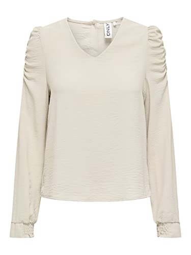 ONLY Women's ONLMETTE LS PUFFSLEEVE TOP WVN Shirt, Feather Gray, L (3 sztuki)