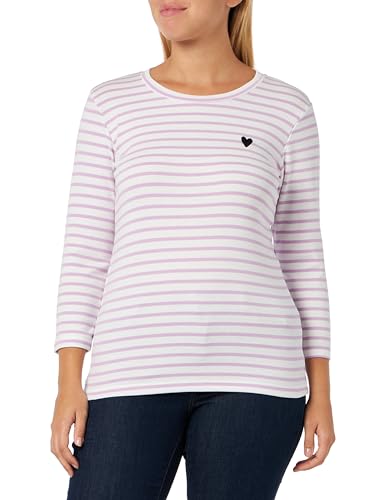 KAFFE damska koszulka 3/4 rękaw Shaped fit KAliddy w paski koszula 3/4, Kalk/Lupine - Czarne serce, XL