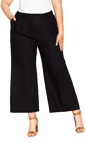 CITY CHIC Damskie spodnie plus size, sycylijskie, rozcięte, na co dzień, Czarny, 40-Du?e rozmiary
