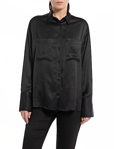 Replay Bluzka damska Comfort Fit, 098 BLACK, L