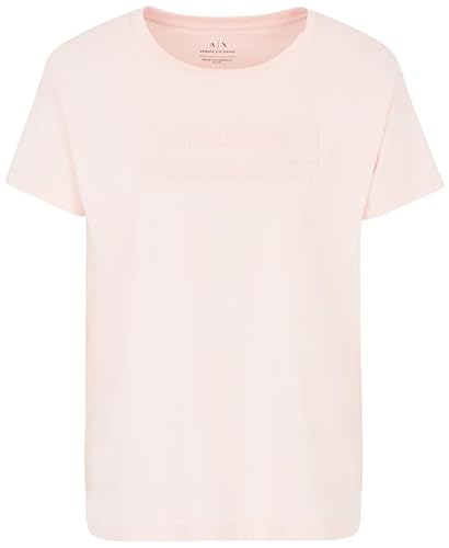 Armani Exchange Koszulka damska Sustainable, wytłoczone logo, Boyfriend Fit, Rosa, XXL