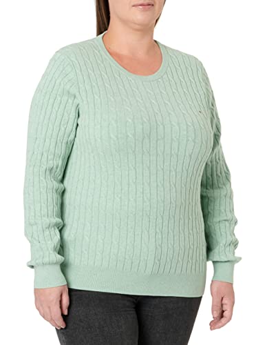 GANT Damski sweter ze streczu bawełny Cable C-Neck, Soft Green Melange, S