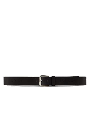 Armani Exchange Męski pasek z nadrukiem logo, Czarny, 36