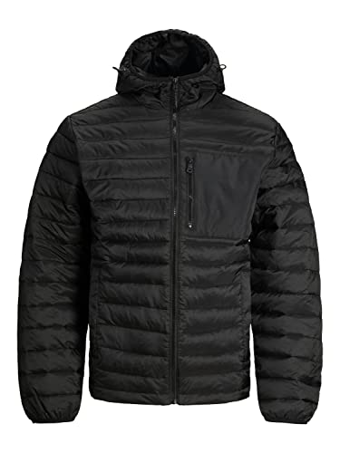 JACK & JONES Męska kurtka pikowana Jcohunt Puffer, czarny, M