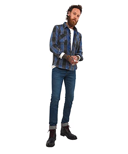 Joe Browns Męska koszula flanelowa w szkocką kratę indygo, niebieska, XXL, NIEBIESKI, XXL