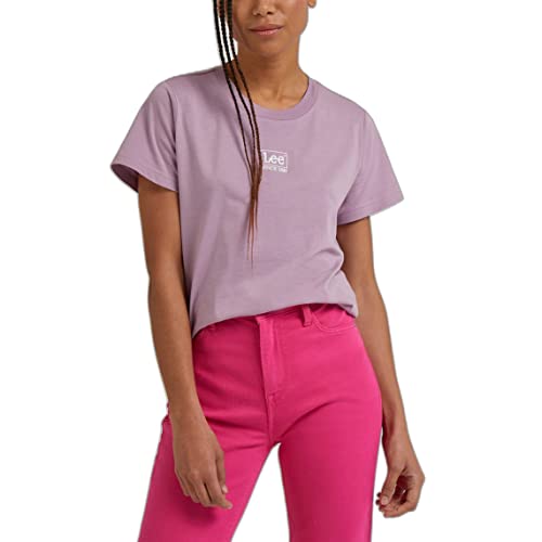 Lee Damska koszulka z krótkim logo, rozmiar L, liliowy, L