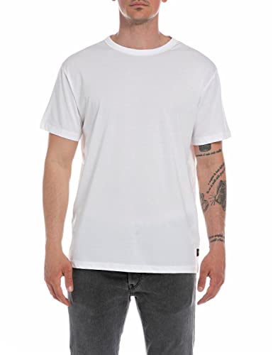 Replay T-shirt męski z krótkim rękawem z bawełny organicznej, 001 White, XS