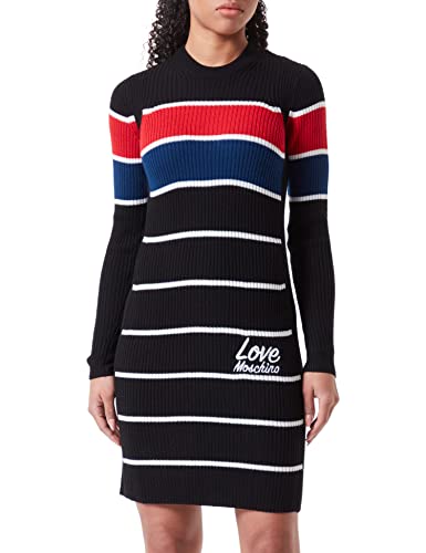 Love Moschino Damska sukienka z logo Love, Szary, niebieski, biały, niebo, 40